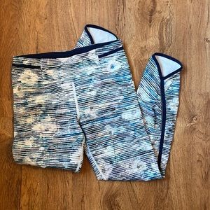 Lululemon leggings. Size 6. White, purple, blue stripped pattern.